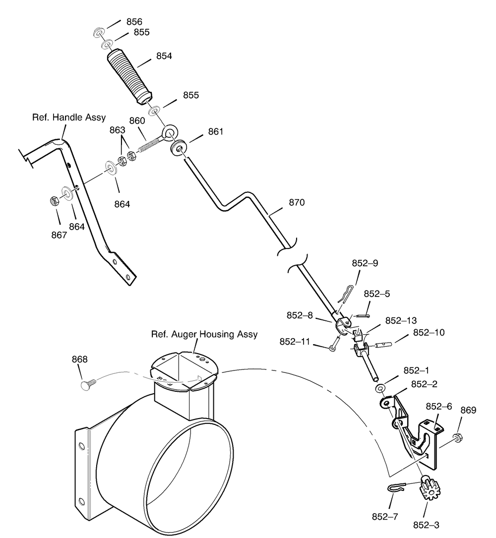 Chute Rod Diagram and Parts List for 624504X4B 2002 Briggs and Stratton Snow Blower